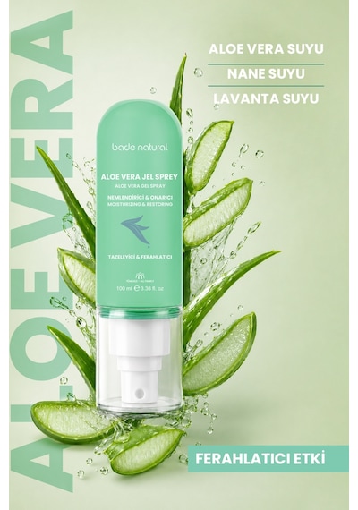Bade Natural Aloe Vera Onarıcı Jel Sprey Güneş Sonrası Nemlendirici %100 Doğal 100 ML