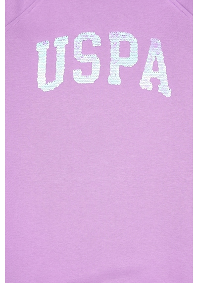 U.S. Polo Assn. Kız Çocuk Lila Payet Detaylı Bisiklet Yaka Sweat Örme Elbise 50314313-VR034