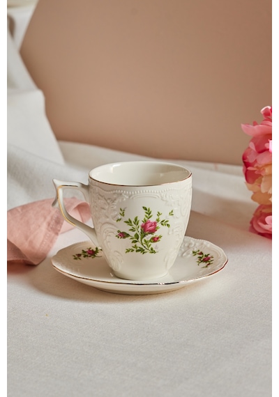 Karaca Vintage Rose Çay Fincanı Ve Tabağı 200 Ml Çok Renkli