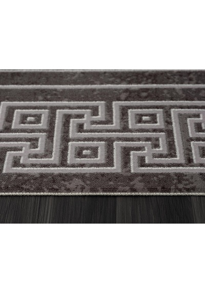 Trend 2809 Gri Halı Krem Kenar Çerçeveli Modern Ince Yumuşak Akrilik Tozuaz Salon Halısı Koridor-942 Gri