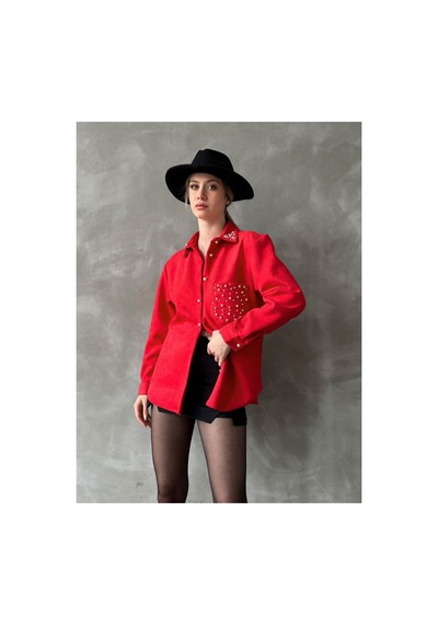 Verymoda Cebi Tasli Gömlek F1617 Kırmızı