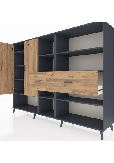 Hyperion Dolap 10 Raflı 2 Çekmeceli 2 Kapaklı 220x44x163 Antrasit-çam Atlas Çam - Antrasit Hyperion Dolap 10 Raflı 2 Çekmeceli 2 Kapaklı 220x44x163 Antrasit-çam Atlas Çam - Antrasit