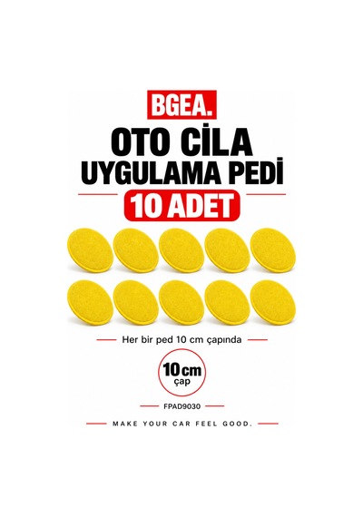 Bgea Premium Oto Cila Uygulama Pedi 10 Cm Sarı El Uygulama Süngeri 10 Adet