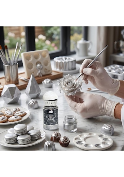 Dr. Gusto Sparkle Sıvı Metalik Boya Gümüş Silver Yenilebilir Pasta Ve Tatlı Dekor Boyası