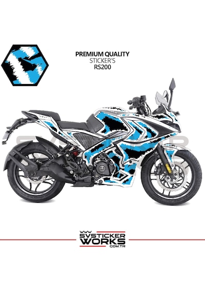 Bajaj Rs200 Kaplama Sticker Air Brush Motor Kaplama Modeli Hazır Kit Tüm Modeller Uyumlu Mavi