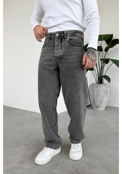 Dokulu Gri Soft Degrade Basic Regular Pantolon Dokulu Gri