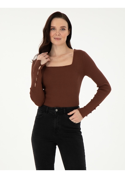 Pierre Cardin Kadın Kahverengi Kazak /triko 50297478-vr029 Kahverengi