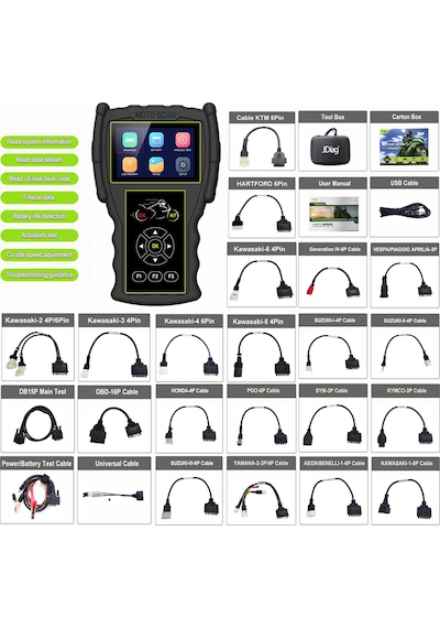 Türkçe Motorsiklet Arıza Tespit Cihazı JDİAG M100 Pro Full 23 Kab