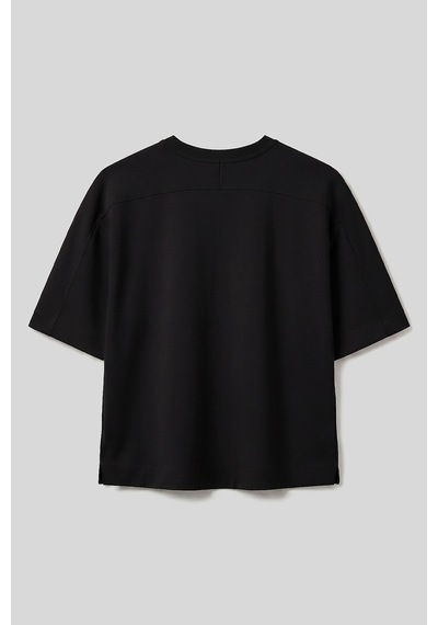 Tommy Life Siyah O Yaka Oversize Kısa Kollu Kadın T-shirt - 97316