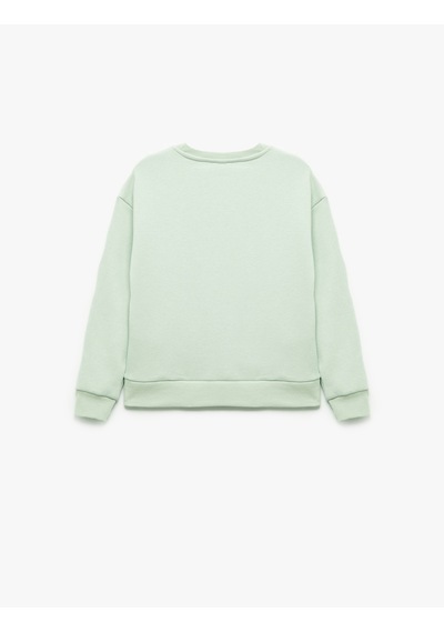 Koton Uzun Kollu Bisiklet Yaka Pamuklu Kelebek Baskılı Sweatshirt Yeşil 6wkg10106ak Yeşil