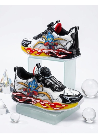 Mcdark Çocuk Otomatik Bağcıklı Figürlü Sneaker Ayakkabı-beyaz
