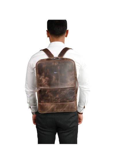 Mft Leather Hakiki Deri Unisex Sırt Çantası - Napoli 4212 Tiguan Kahve