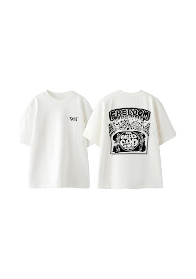 Thewert Simon Henriksson 1 Tasarım Sırt Baskılı Pamuk Beyaz Oversize T-shirt