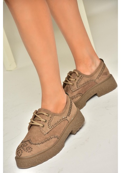 Fox Shoes T996199002 Vizon Süet Kalın Tabanlı Kadın Ayakkabı Vizon-süet Vizon
