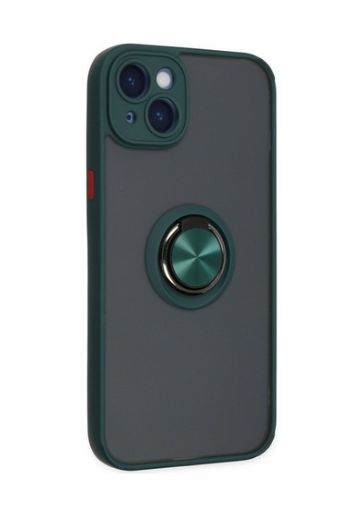 Apple iPhone Uyumlu 14 Kılıf Montreal Yüzüklü Silikon Kapak - Yeşil Bz8683140413828