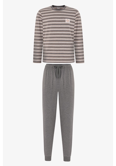 Penti Erkek Weekend Line Çizgili Uzun Kollu Jogger Pijama Takımı Çok Renkli