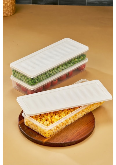 Multi Box 3 Lü Set Saklama Kabı Seti - Dondurucu & Mikrodalga Uyumlu Krem