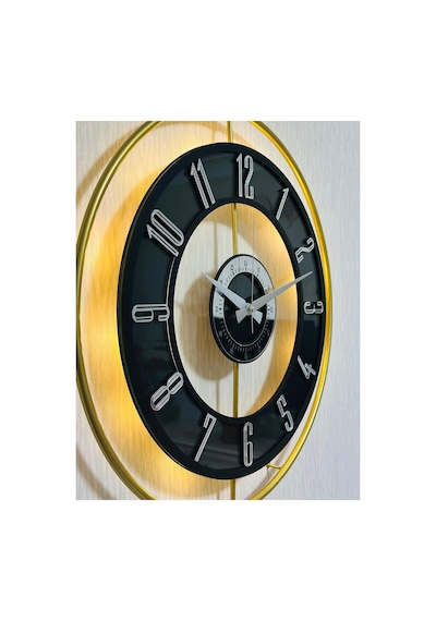 Pey Aksesuar Metal Camlı Duvar Saati 50 X 70 Cm Orta Boy Işıklı Gerçek Cam M51-gold-şeffaf-siyah-gümüş Sarı