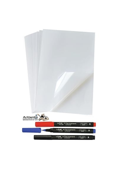 Asetat Kağıdı 25 Adet Pvc Ve Asetat Kalemi S Siyah Mavi Kırmızı 1 Paket Fotokopi Asetatı Şeffaf Transparan 100 Mikron Diğer