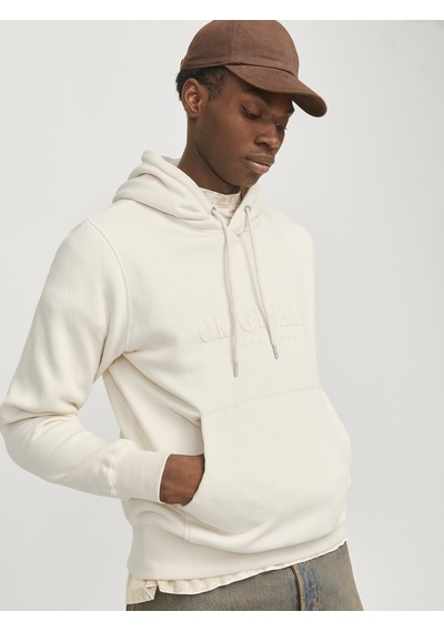 Jack & Jones Jack Jones Original Yazılı Erkek Kapüşonlu Sweatshirt 12270541 Krem