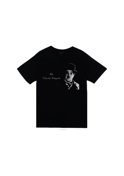 Stoned&Fame Unisex Siyah Charlie Chaplin Baskılı T-shirt SIYAH
