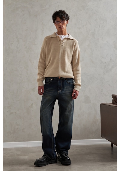 Erkek Ekstra Baggy Jean Pantolon Koyu Mavi