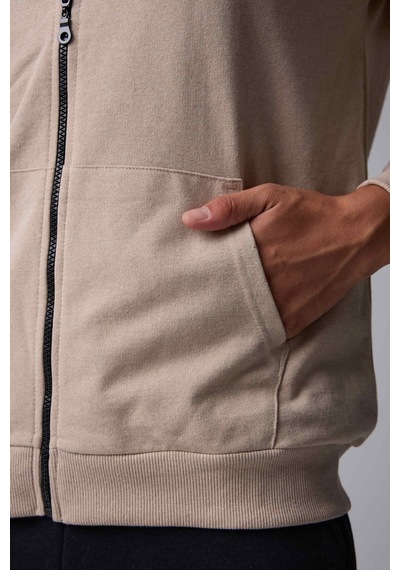 Defys Defy S Erkek Oversize Kapüşonlu Fermuarlı Cepli Sweatshirt Bej - 527577758 Bej
