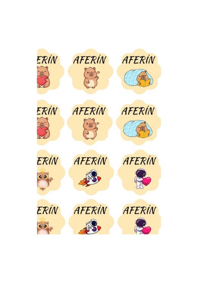 Öğretmenlere Aferin Yazılı Çok Karakterli Sevimli Sticker Seti - 62 Parça Standart