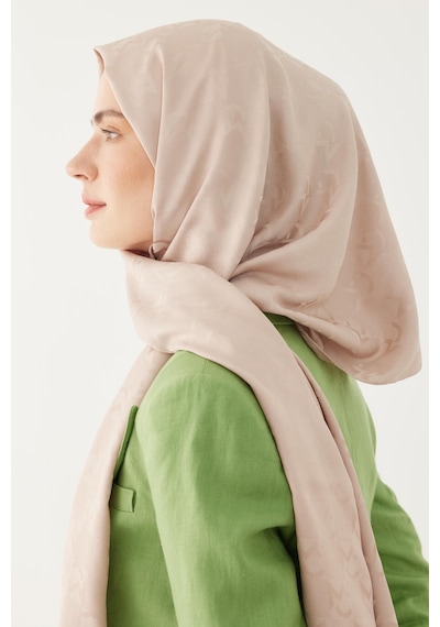 Mirsoy Scarf Mc Desen Parlak Jakar Şal - Krem Krem