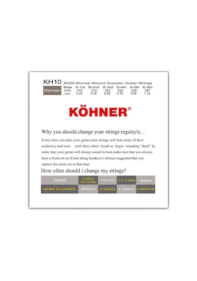 Köhner Kh-10 Profesyonel Akustik Gitar Teli 010