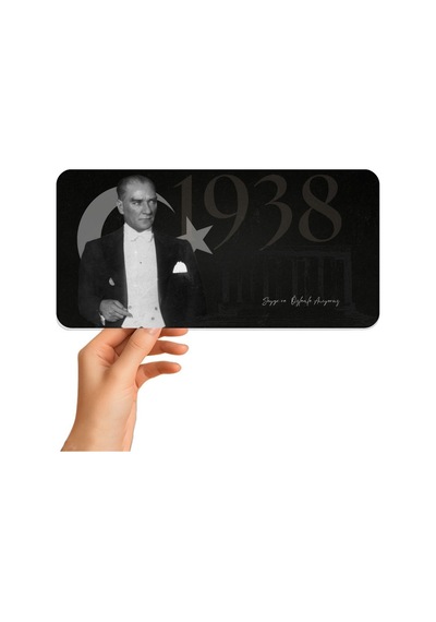 Atatürk Metal Tabela - 10 Kasım Saygı Ve Özlemle Anıyoruz Dekoratif Levha 14.5x29.5 Cm