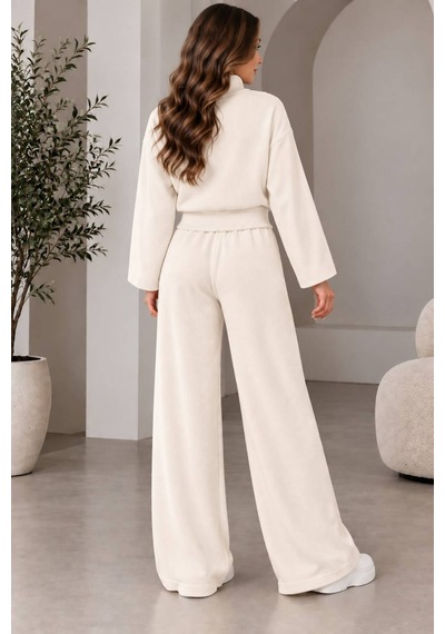 Aymiraa Kadın Triko İkili Takım Fermuarlı Sweatshirt Geniş Paça Pantolon Salaş Oversize Rahat Günlük Takım Krem Krem Aymiraa Kadın Triko İkili Takım Fermuarlı Sweatshirt Geniş Paça Pantolon Salaş Oversize Rahat Günlük Takım Krem Krem