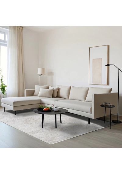 Bespoky Dekor Soyut Modern Eskitme Salon Halısı Makine Dokuma Bej