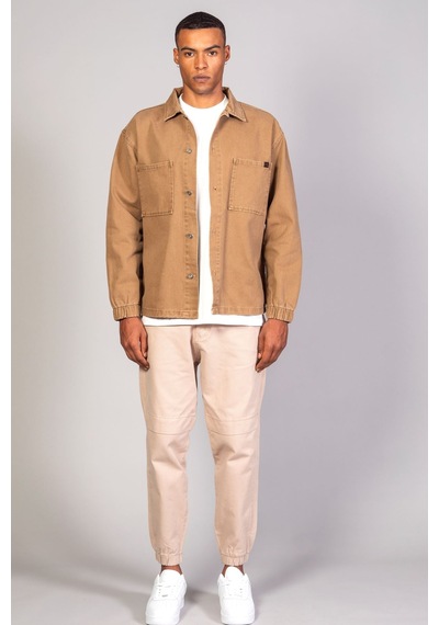 Little Cup Jeans Co Erkek Gömlek Model Oversize Denim Camel Ceket