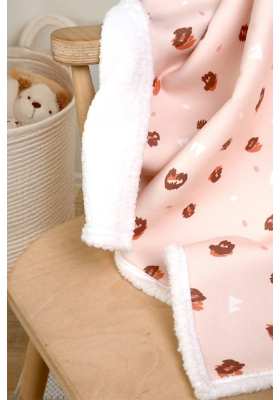 Fluffy Bebek Battaniyesi 80x100 Cm Ada Kundak Puset Çift Taraflı Koyun Tüyü Battaniye