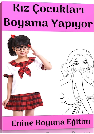 Kız Çocukları Boyama Yapıyor Kitabı