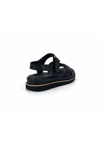 Mammamia D26ys-2905 Kadın Hakiki Deri Günlük Comfort Sandalet Siyah