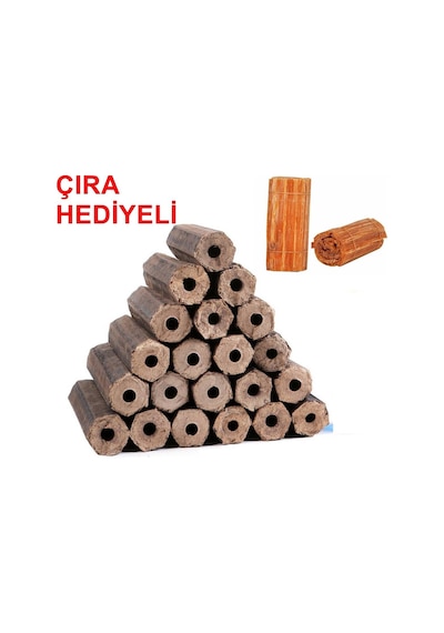 Briket Şömine Odunu 5 Kg Çıra Hediyeli