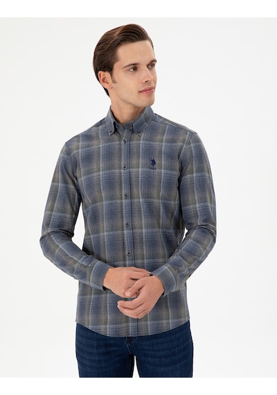 U.s. Polo Assn. Erkek Koyu Yeşil Gömlek Desenli 50293480-vr079 Koyu Yeşil