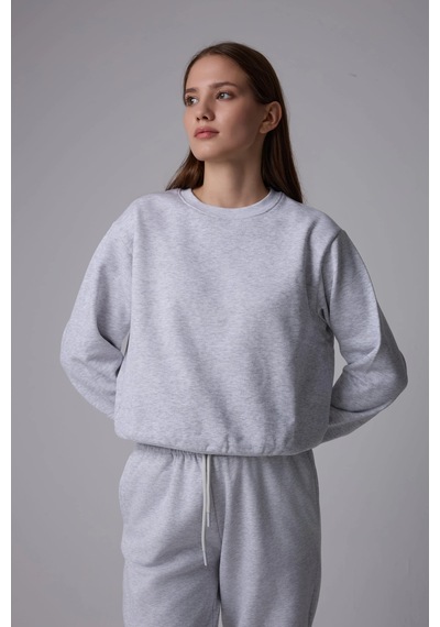 Defys Kadın Basic Sweat Gri Melanj - 747511219 Gri Melanj