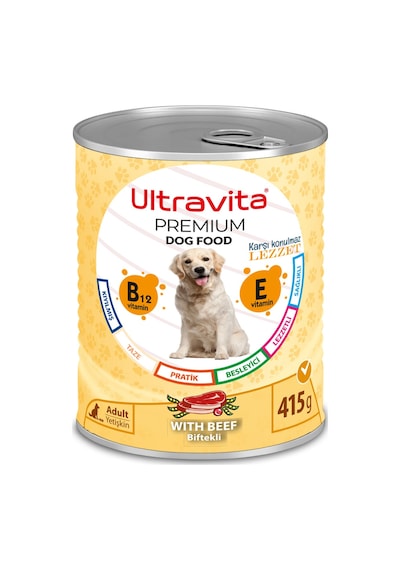 Ultravita Premium Yüksek Proteinli Sığır Etli Konserve Köpek Maması 12 x 415 G