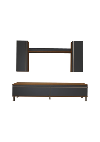 Decoraktiv Eko 5d Mdf Std Krom Ayaklı Tv Ünitesi Tv Sehpası Ceviz - Antrasit
