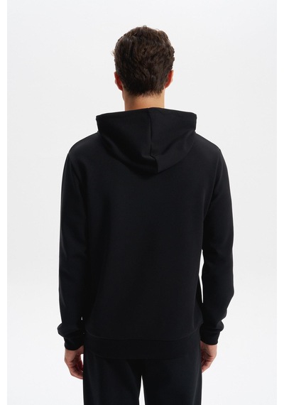 AR-MA Arma Erkek Slim Fit Örme Interlok Kapüşonlu Kanguru Cepli Sweatshirt Yazı Baskılı %80 Pamuk %14 Polyester %6 Elastane K30254685102 Siyah