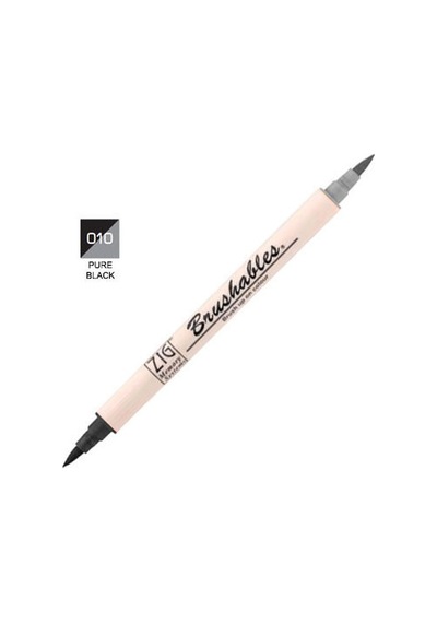 Zig Brushables 2 Renk Tonu Fırça Uçlu Marker Kalem 010 Pure Black