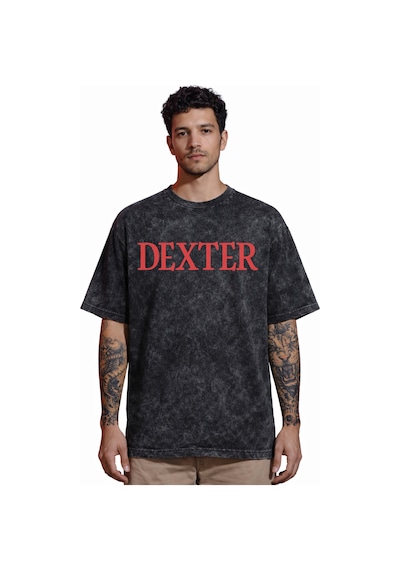 Tasarım Dexter Dizi Sırt Baskılı Unisex Oversize Vintage Yıkamalı Siyah