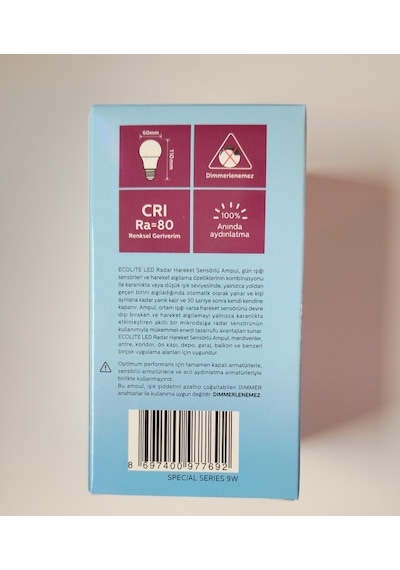 Ecolite Gece Gündüz Işık Ayarlı Sensörlü 9 Watt Led Ampul Sarı Iş