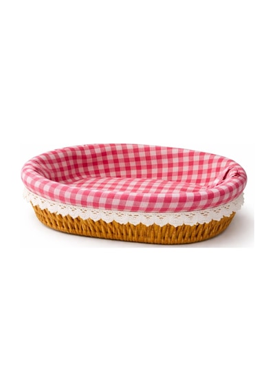 Şık Tasarımlı Oval Ekmeklik Rattan Pöti Kare Kumaşlı Ekmek Sepeti Çok Renkli