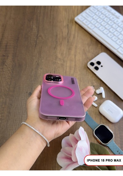 Apple iPhone 15 Pro Max Magsafe Uyumlu Mat Sert Klein Kılıf Pembe