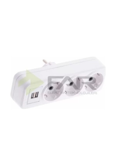FarF08 2 Usb'li 3'lü Fiş Priz Golyat