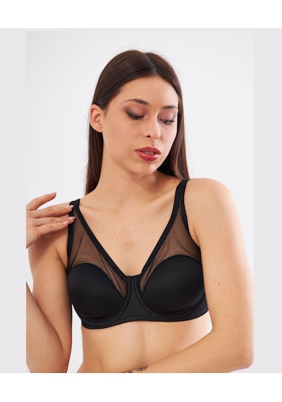 Le Jardin Linda Tül Detaylı Toparlayıcı İnce Soft Cup Sütyen B-c Siyah